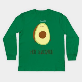 Holy Guacamole! Cute Avocado With Halo Kids Long Sleeve T-Shirt